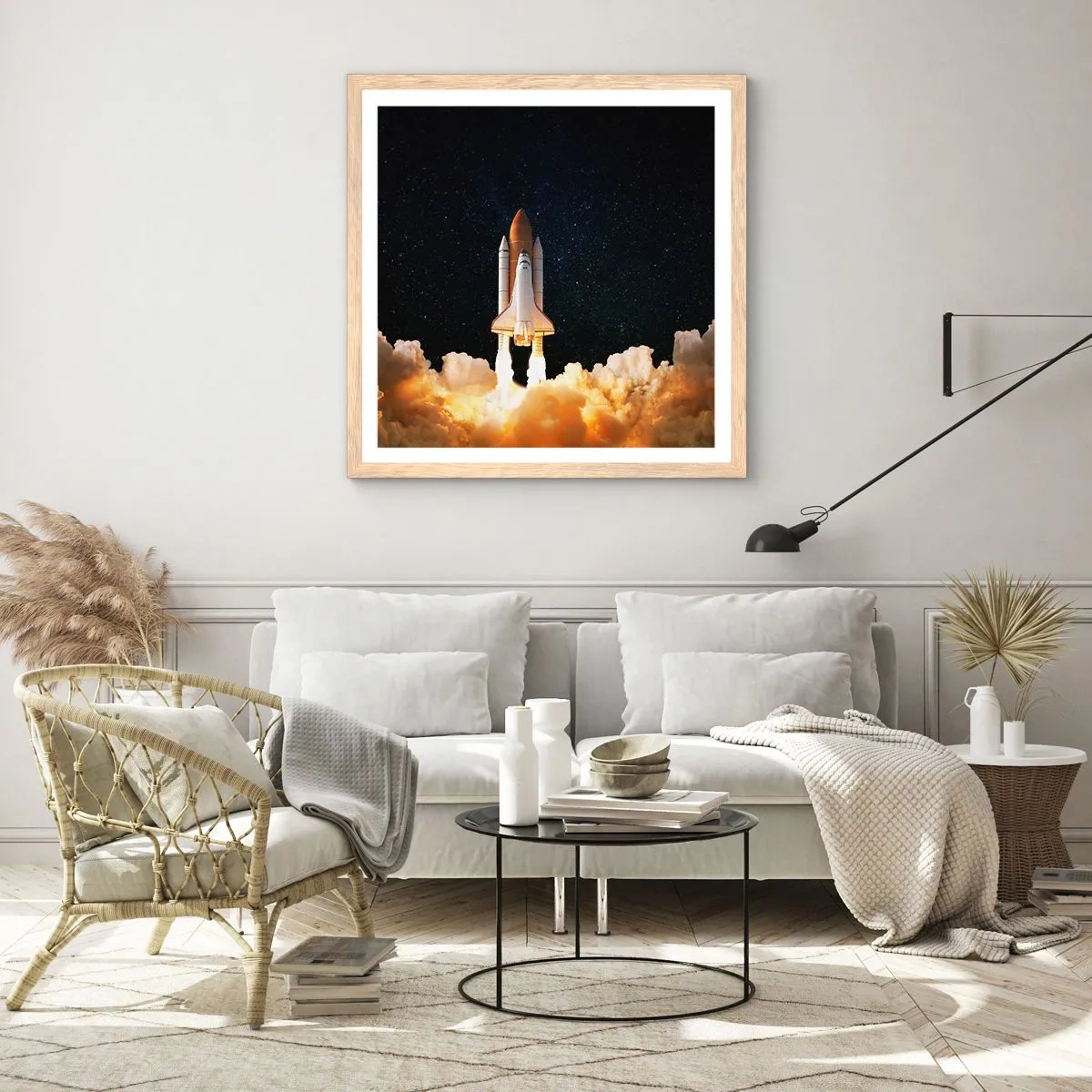 Poszter világos tölgy keretben - Ad astra! - 50x50 cm