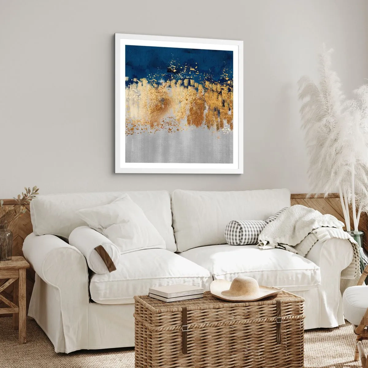 Poszter fekete keretben - Modern kompozíció csillogással - 40x40 cm