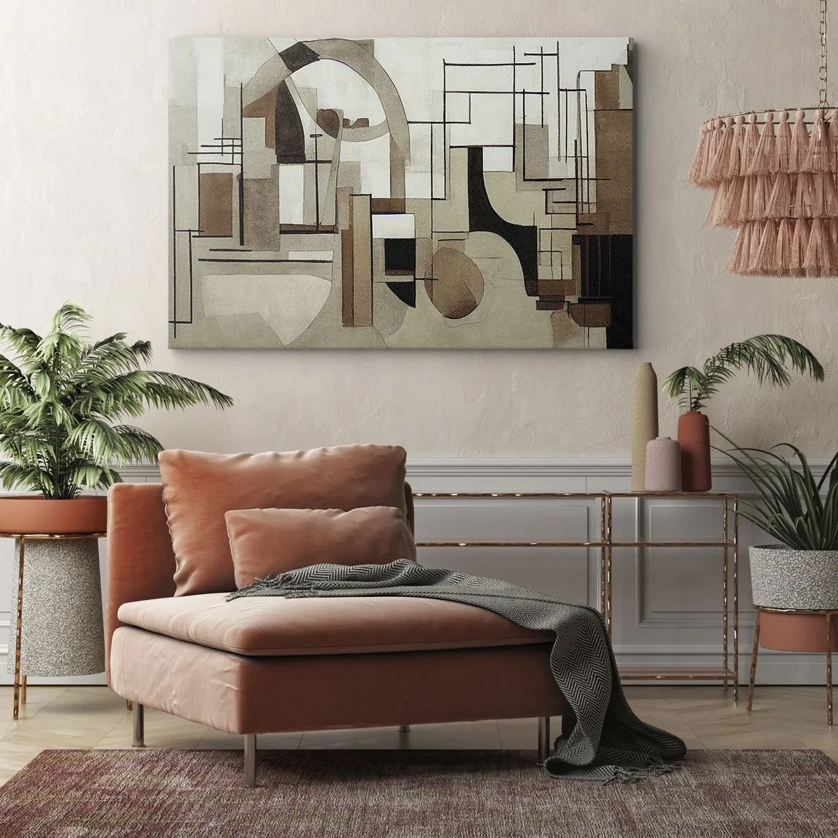 Vászonkép - Építészeti absztrakció bézs és barna színben - 70x50cm - Városkép 2.0 - Modern fali dekoráció nappalihoz és hálószobához ARTTOR