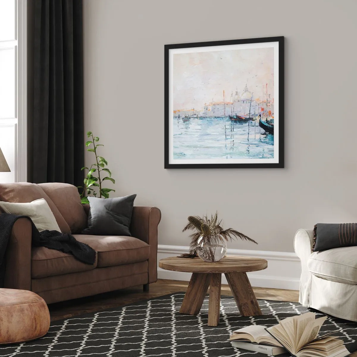 Poszter fehér keretben - A víz mögött, a köd mögött - 60x60 cm