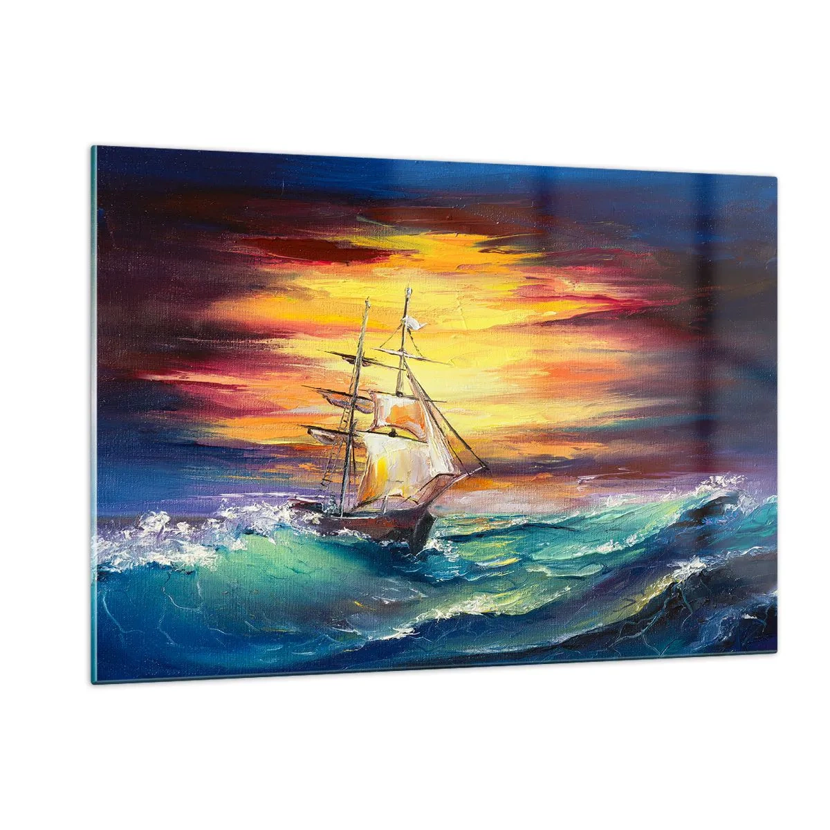 Üveg kép - Bátran a hullámok alatt - 120x80 cm