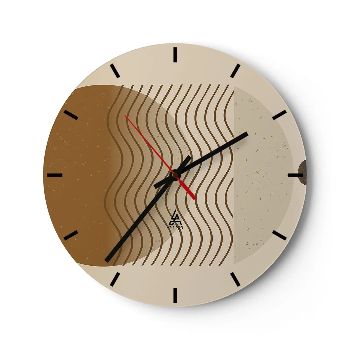 Falióra, Óra - Absztrakt körök vörös és kék árnyalatokban fekete háttéren - 30x30cm - A geometriai formák eredetéről - Modern fali dekoráció nappalihoz, konyhához és hálószobához ARTTOR