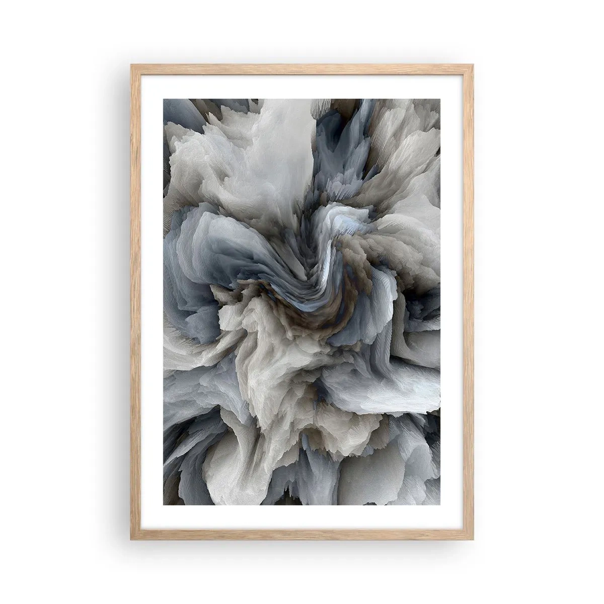Poszter világos tölgy keretben - Kő és virág - 50x70 cm