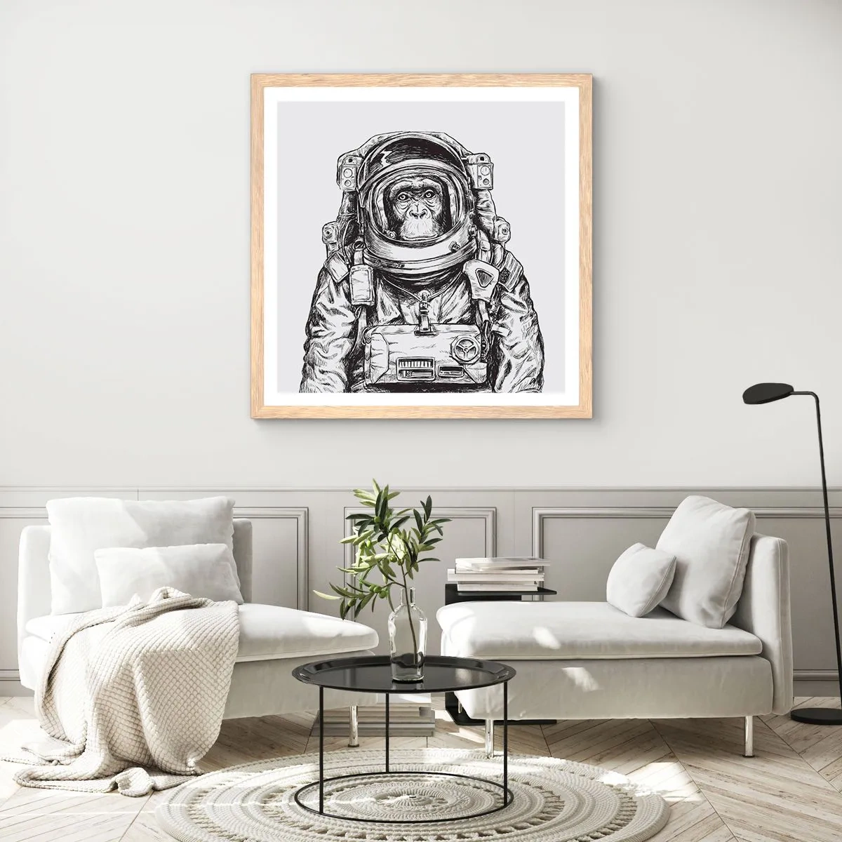 Poszter világos tölgy keretben - Alternatív evolúció - 60x60 cm