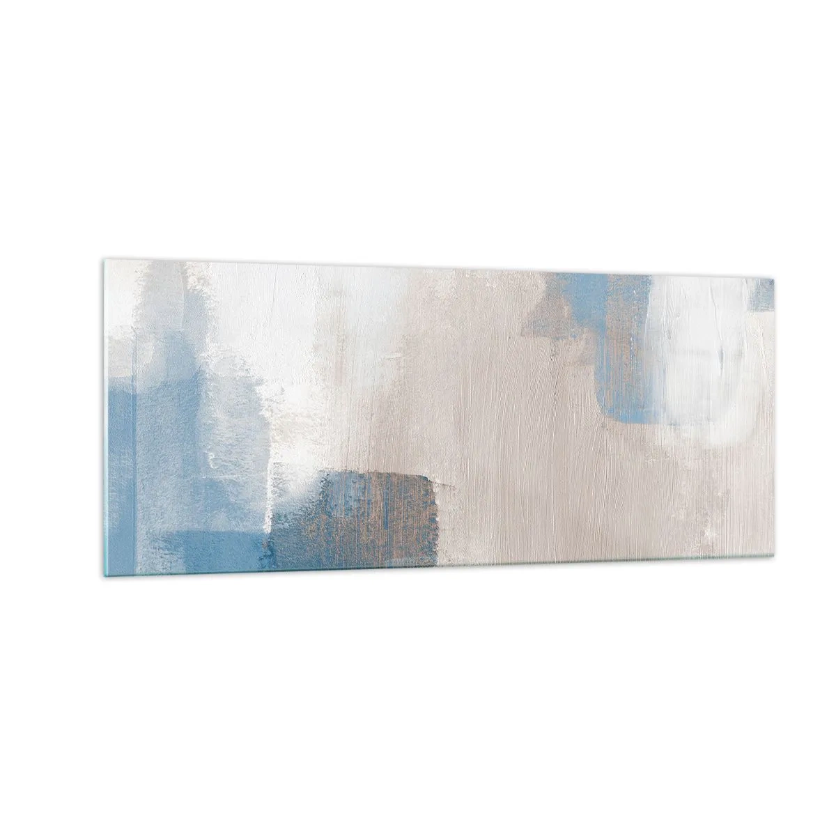Üveg kép - Rózsaszín absztrakció egy kék fátyol mögött - 100x40 cm