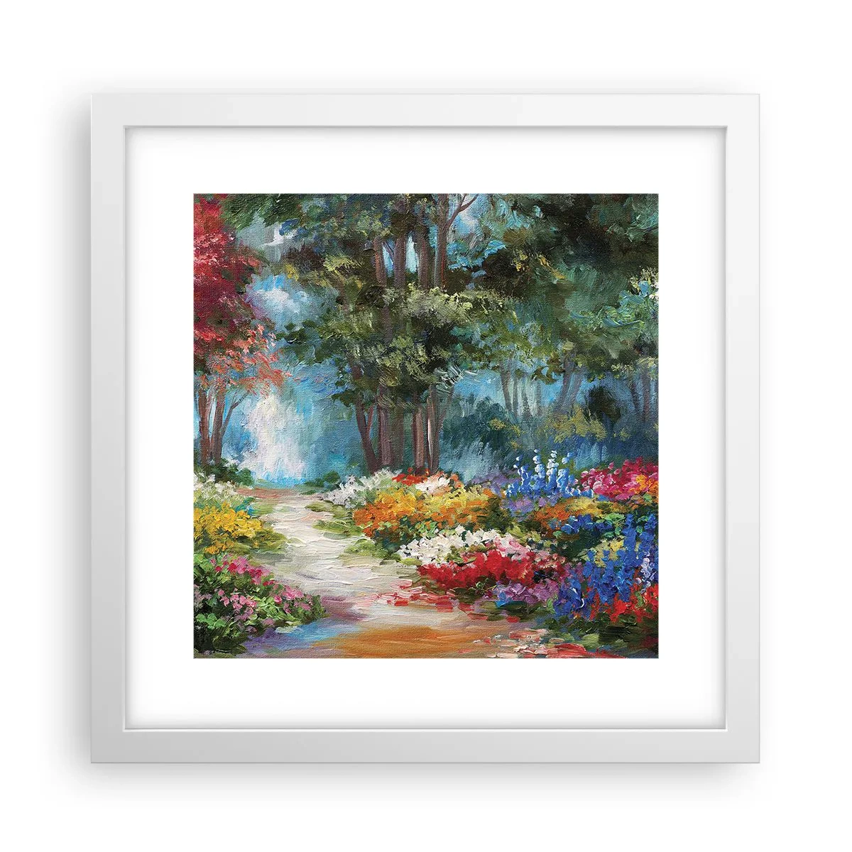 Poszter fekete keretben - Erdei kert, virágos erdő - 30x30 cm
