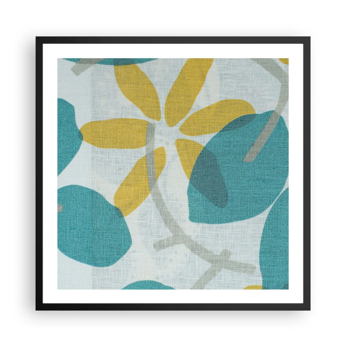Poszter fehér keretben - Azúrkék levelek között - 60x60 cm