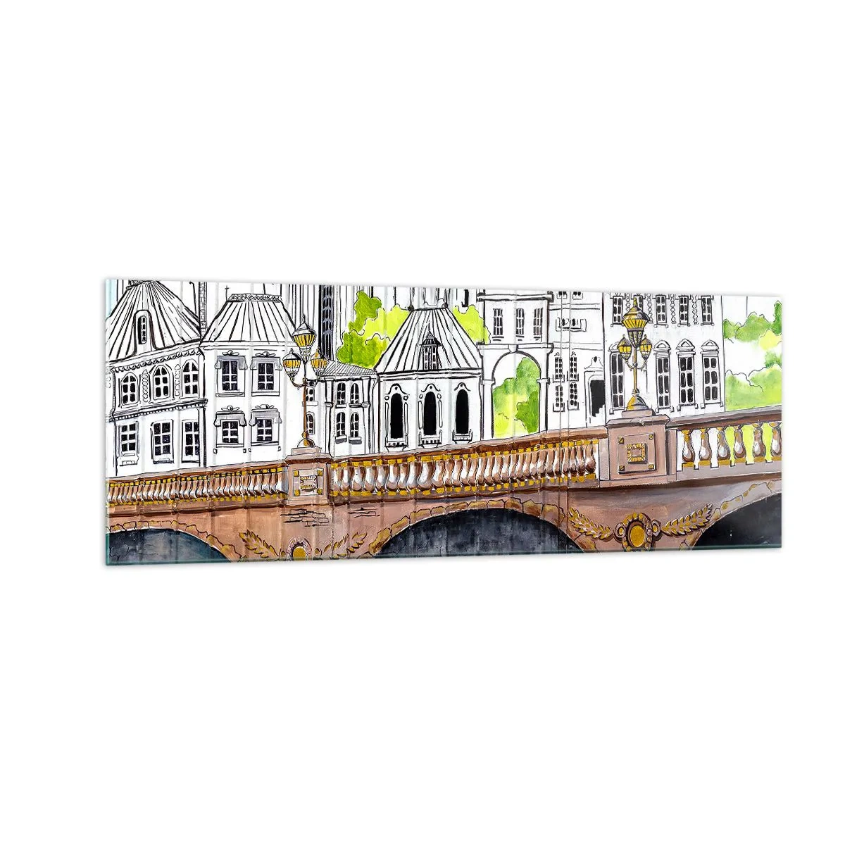 Üveg kép - Város mint a festményről - 140x50 cm