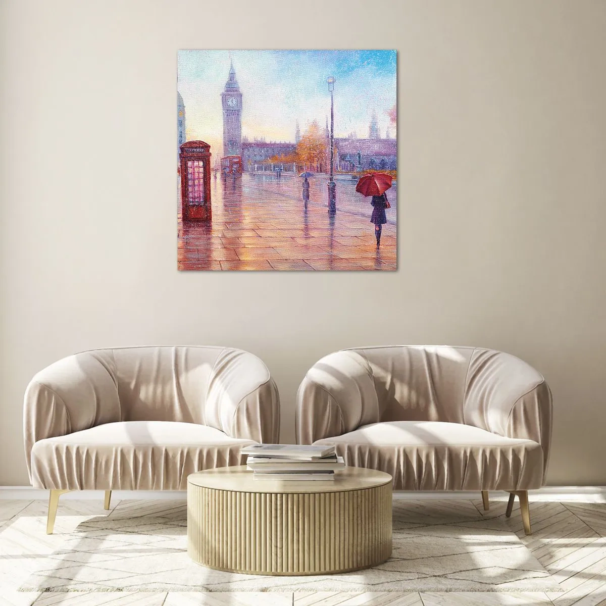 Üveg kép - Őszi nap Londonban - 60x60 cm