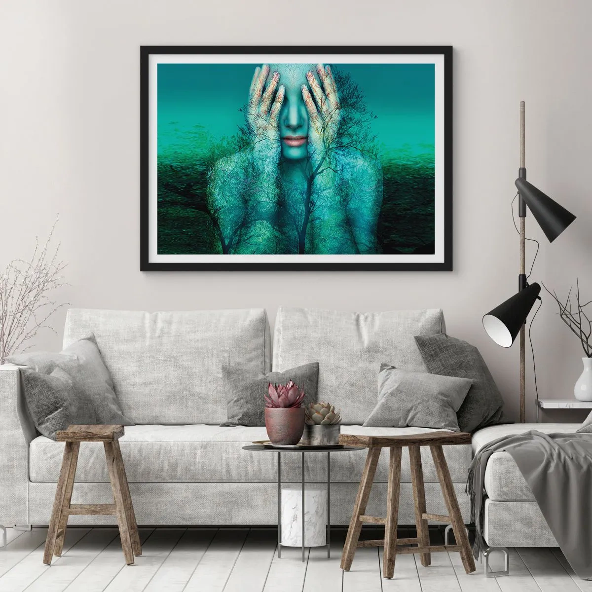 Poszter fehér keretben - Kékbe merítve - 70x50 cm
