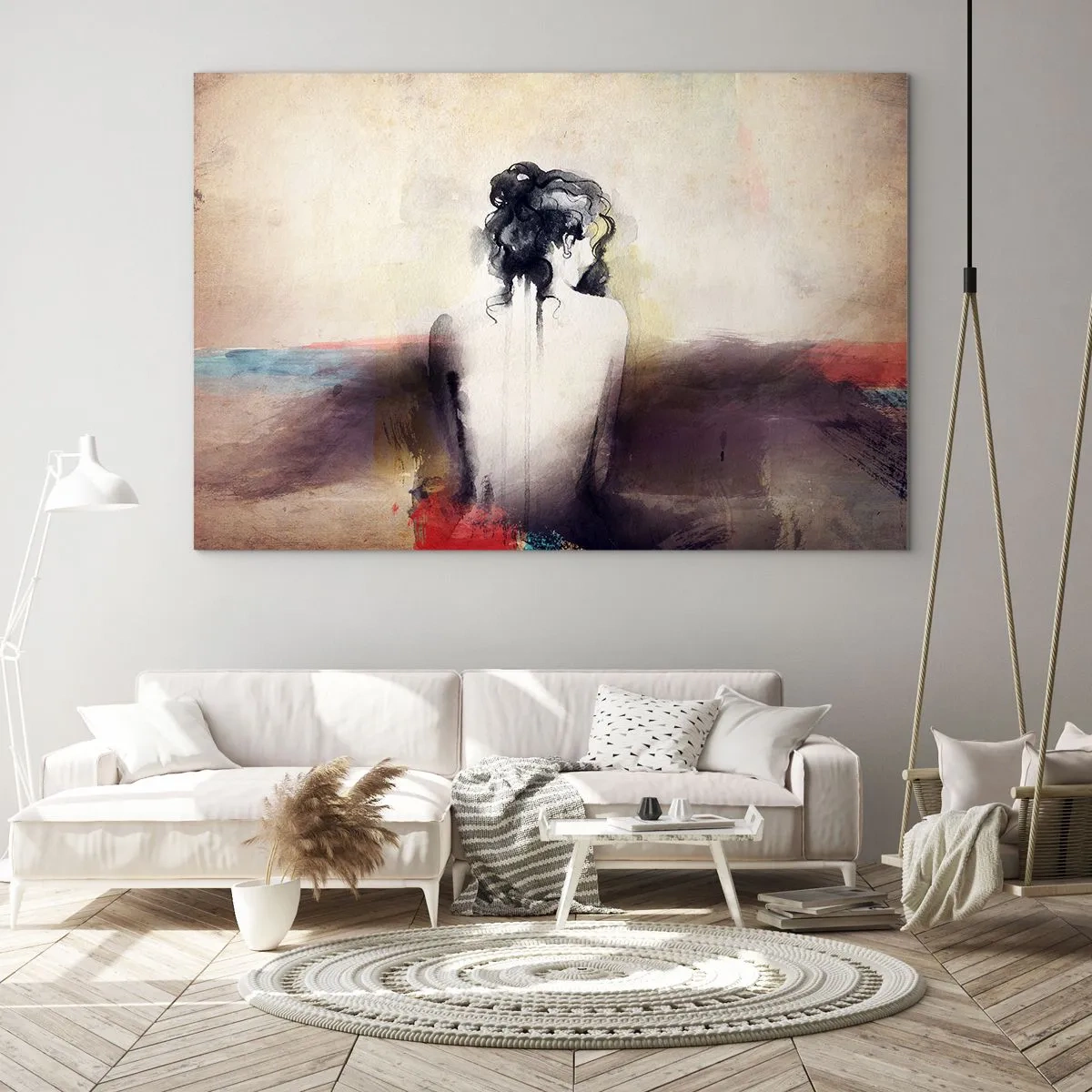 Üveg kép - Sima vonalak, ovális formák - 100x70 cm