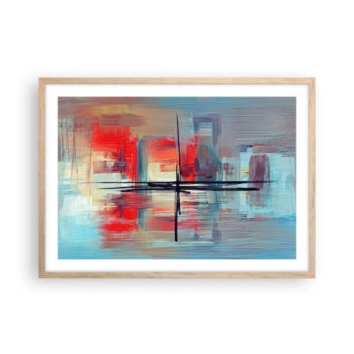 Poszter világos tölgy keretben - Tájkép egy ismeretlen dimenzióban - 70x50 cm