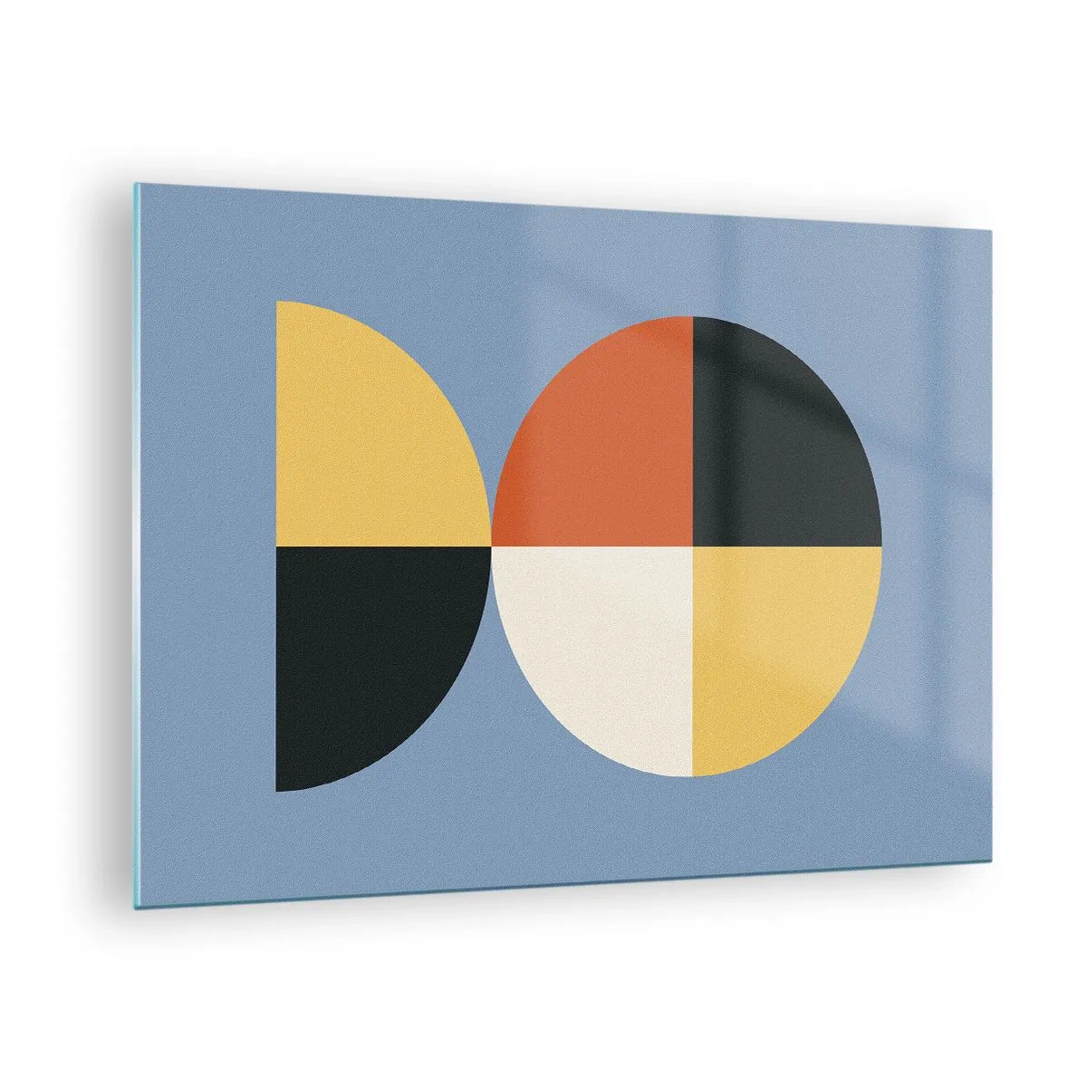 Üveg kép - Színes félkörök és negyedek kék alapon - 70x50cm - Nézd és számolj - Modern fali dekoráció nappalihoz és hálószobához ARTTOR