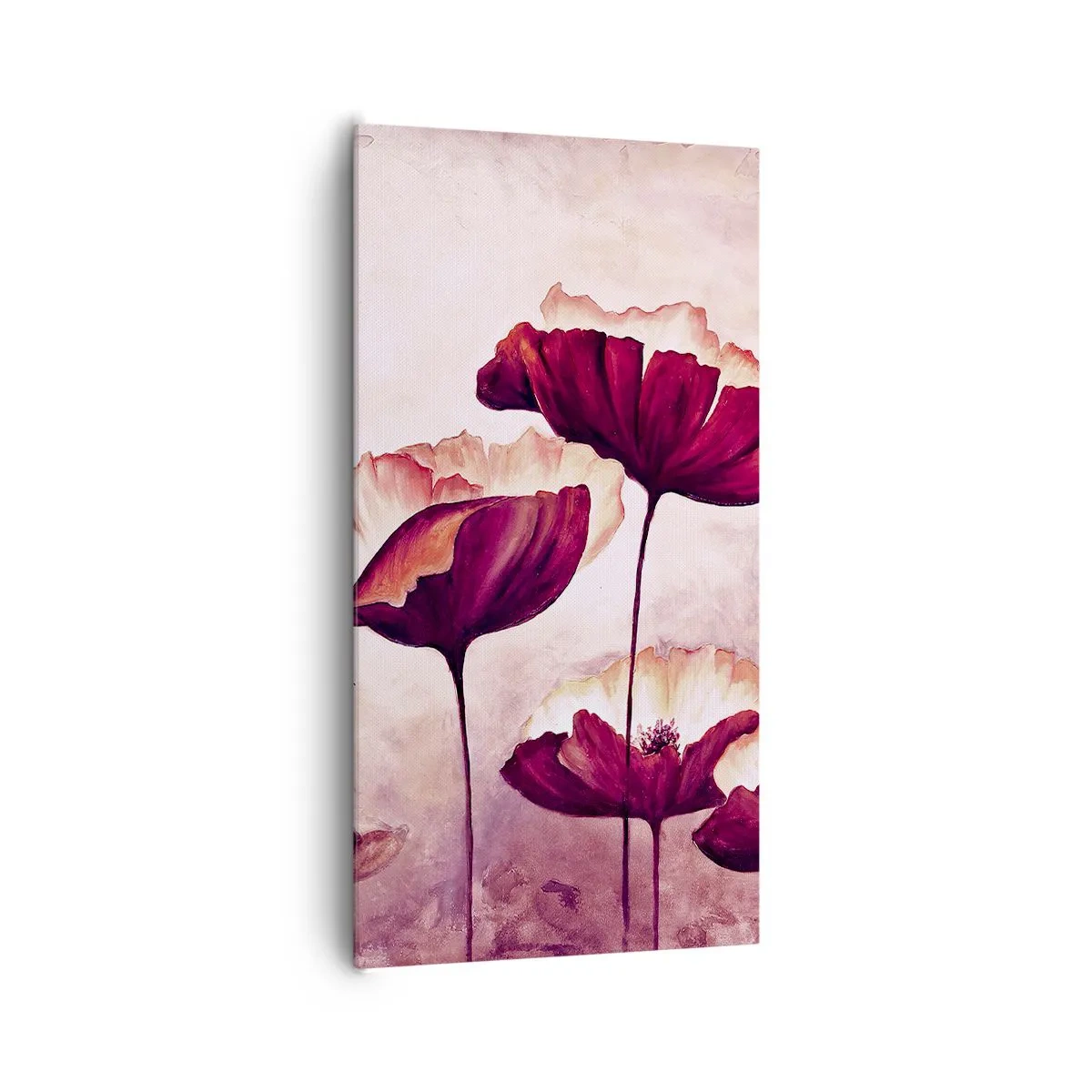 Vászonkép - Piros és fehér szirom - 65x120 cm