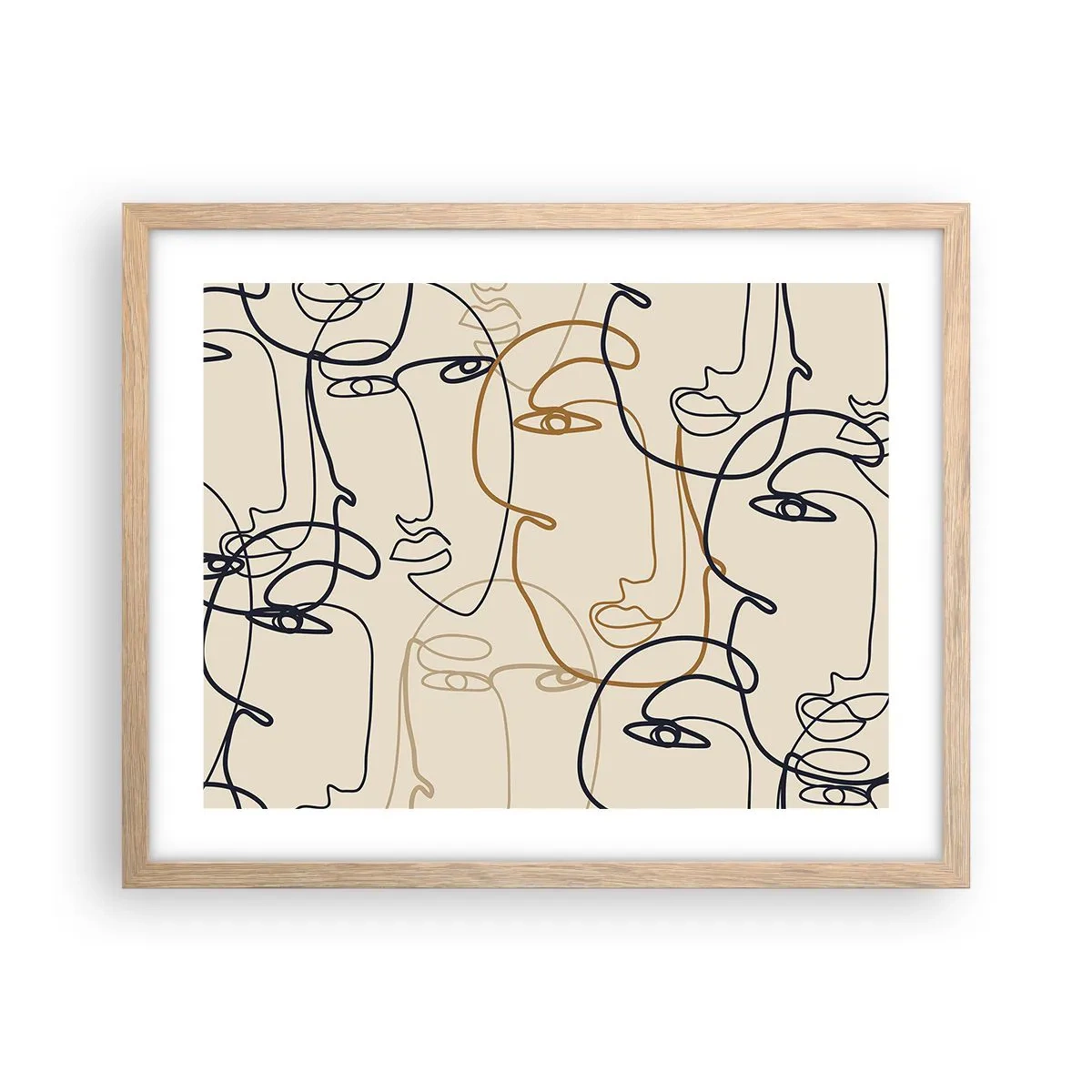 Poszter világos tölgy keretben - Többszörös portré  - 50x40 cm