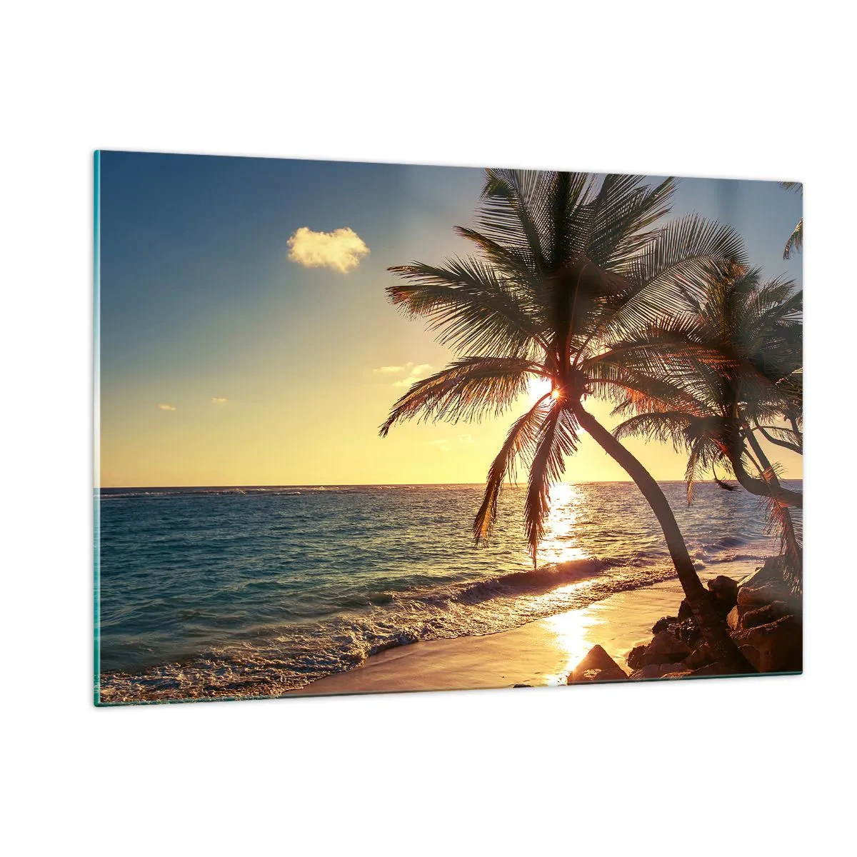 Üveg kép - Nyár a pálmafák alatt - 120x80 cm