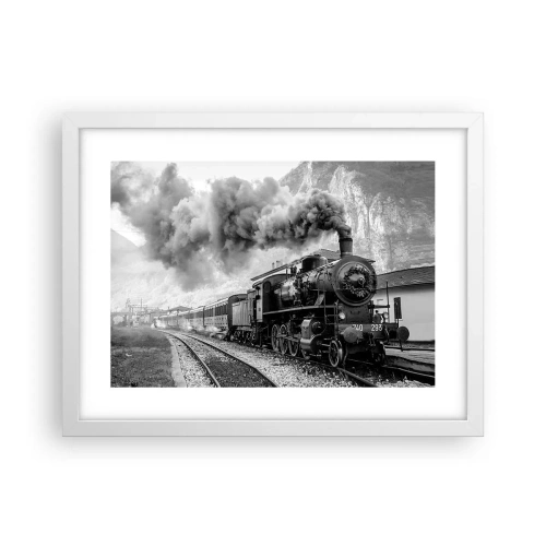 Poszter fekete keretben - Indulását a mozdony várja… - 40x30 cm