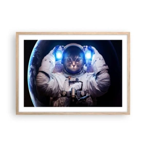 Poszter világos tölgy keretben - Houston, baj van - 70x50 cm