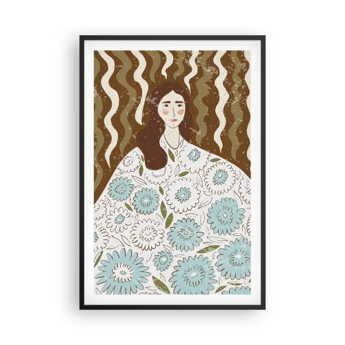 Poszter fehér keretben - Portré virágos köntösben - 61x91 cm