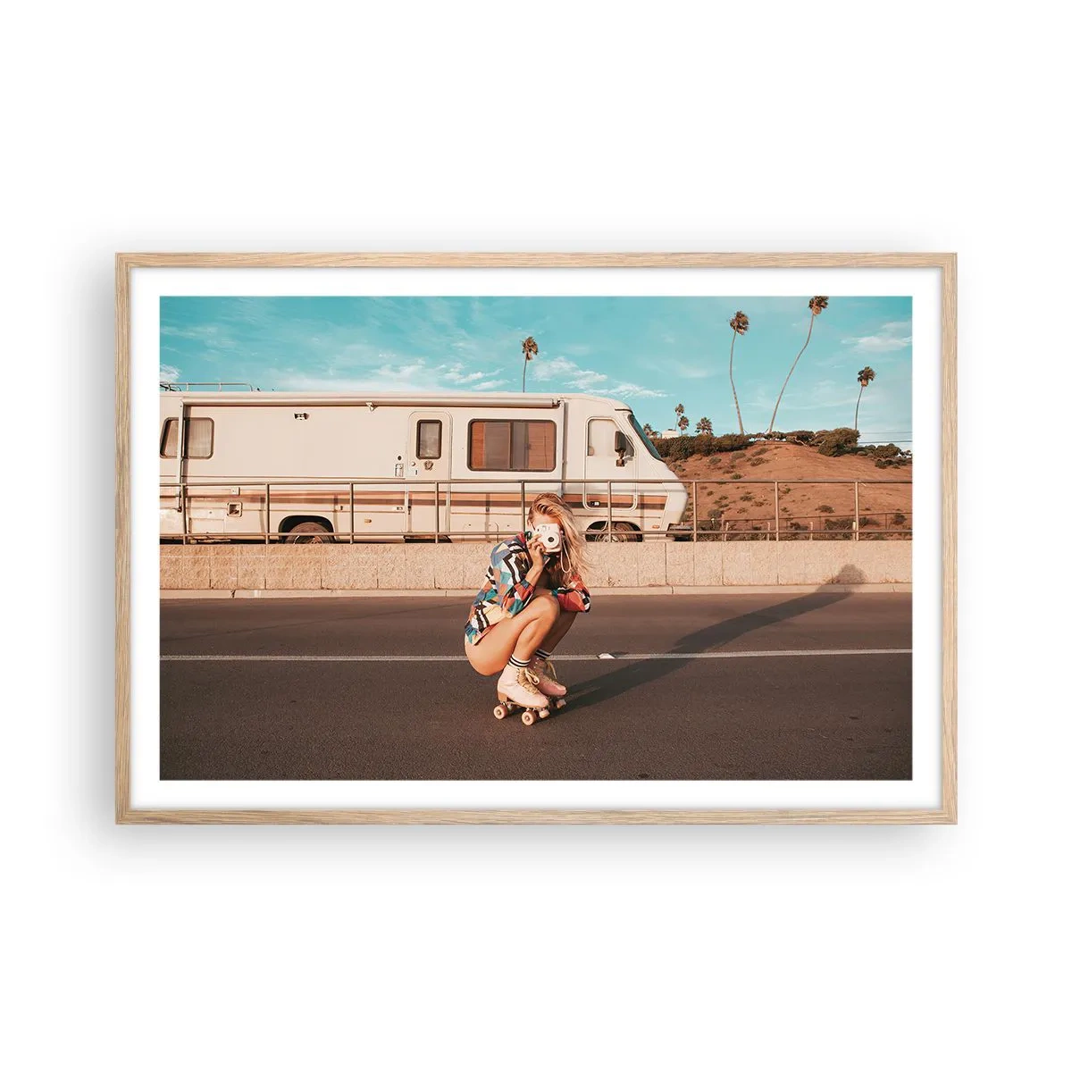 Poszter világos tölgy keretben - Mosolyt kérek! - 91x61 cm