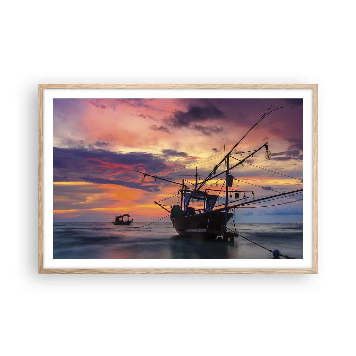 Poszter világos tölgy keretben - Egzotikus este - 91x61 cm
