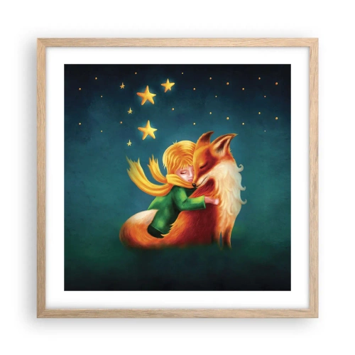 Poszter világos tölgy keretben - Kis herceg - 50x50 cm