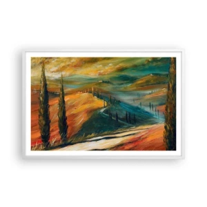 Poszter fekete keretben - Toszkán táj - 91x61 cm
