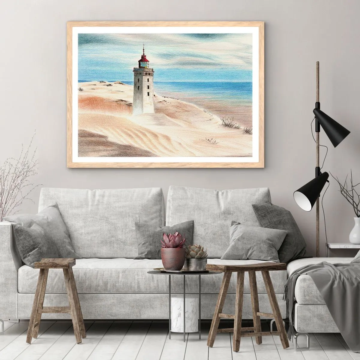 Poszter világos tölgy keretben - Mindig a tengert bámulva - 100x70 cm