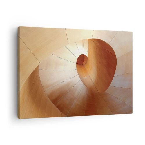 Vászonkép - Absztrakt spirál fa és világosbarna árnyalatokban - 70x50cm - Építészeti szerpentin - Modern fali dekoráció nappalihoz és hálószobához ARTTOR
