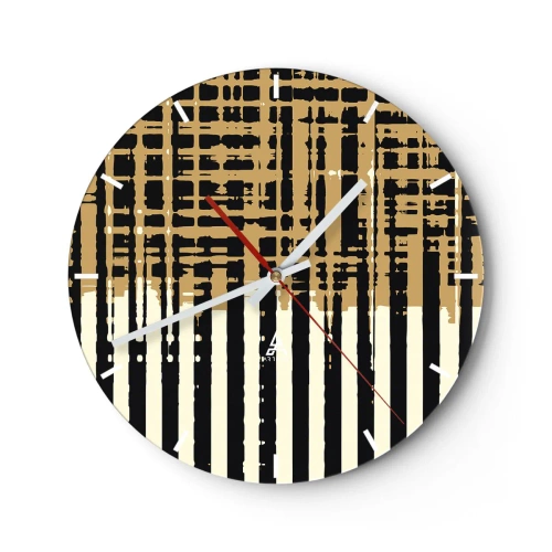 Falióra, Óra - Geometrikus absztrakció bézs és fekete árnyalatokban - 30x30cm - Építészeti absztrakció - Modern fali dekoráció nappalihoz, konyhához és hálószobához ARTTOR