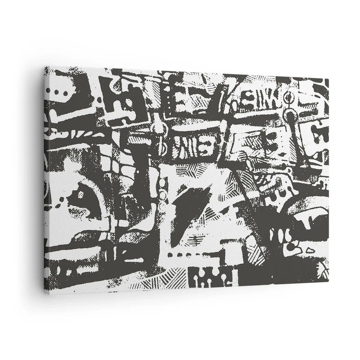 Vászonkép - Absztrakt monokróm retro minta - 70x50cm - Rend vagy káosz? - Modern fali dekoráció nappalihoz és hálószobához ARTTOR