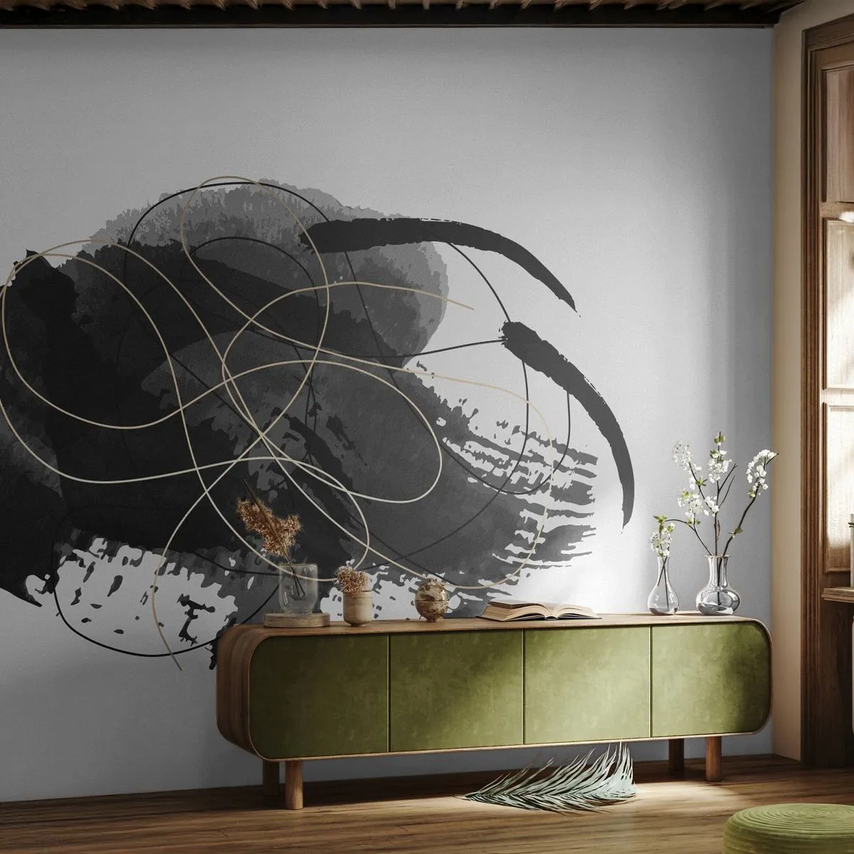 Fotótapéta Standard Eco - Feketéből készült - Absztrakció, Darab, Modern művészet - 300x210 cm