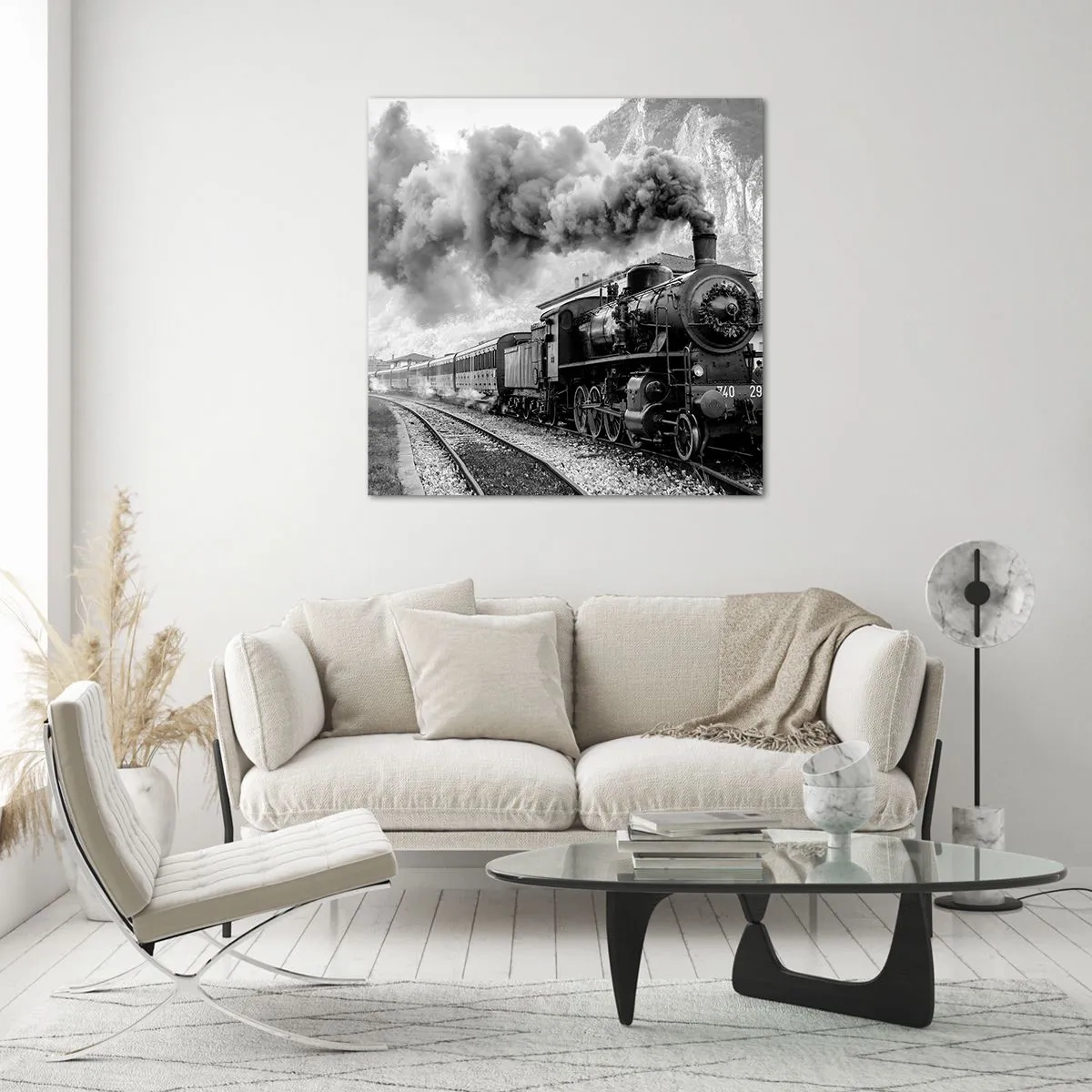 Üveg kép - Indulását a mozdony várja… - 60x60 cm