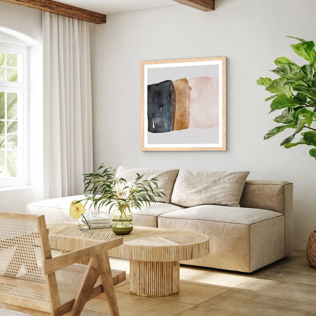 Poszter világos tölgy keretben - A föld színeinek kompozíciója - 40x40 cm