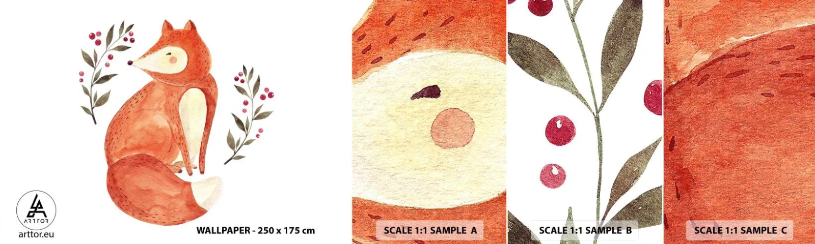 Fotótapéta Minta Standard Eco - Kis vörös hajú - Gyerekeknek, Róka, Tündérmese - 100x30 cm