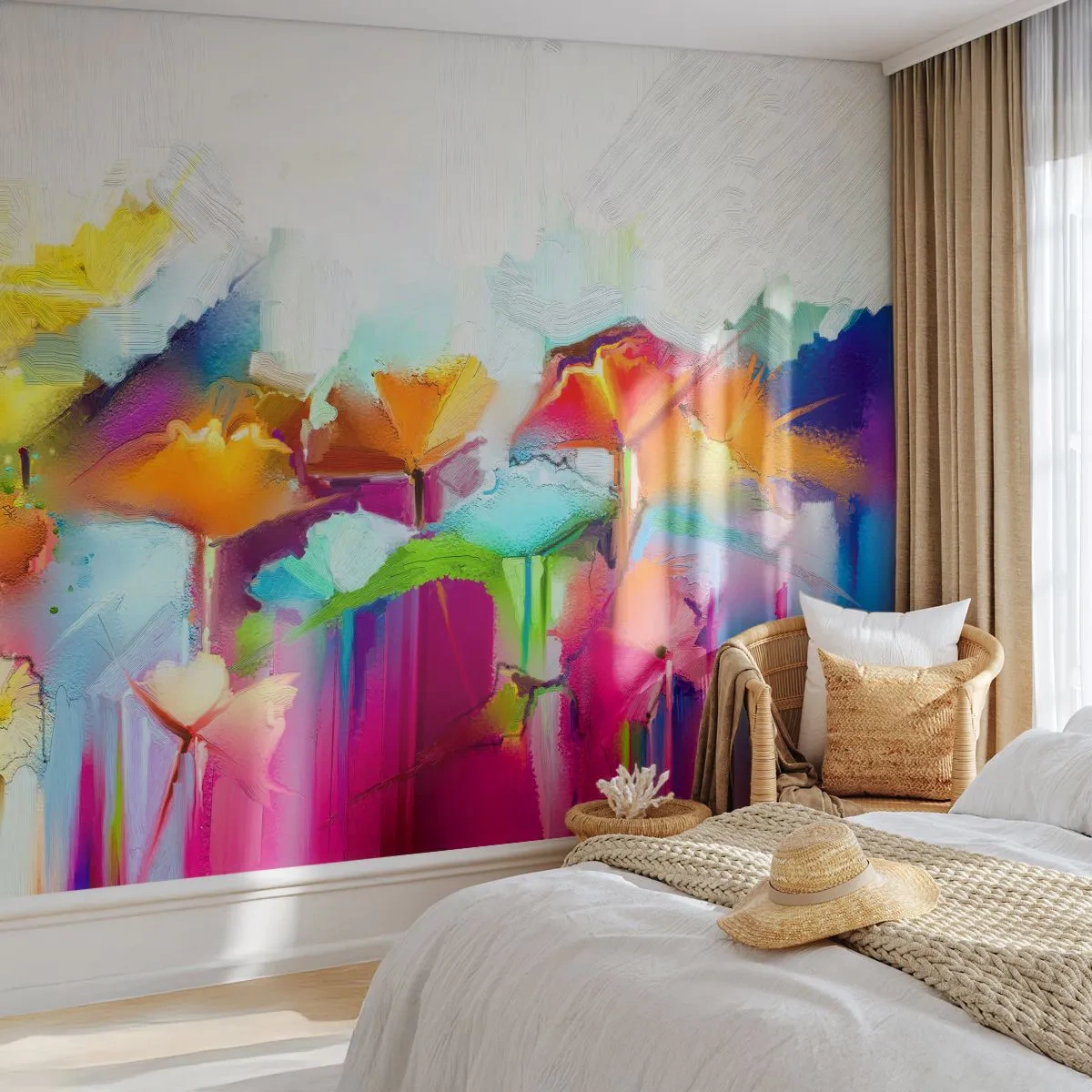 Fotótapéta Premium Canvas - Kivirágzott a szivárvány - Absztrakció, Virágok, Darab - 200x140 cm