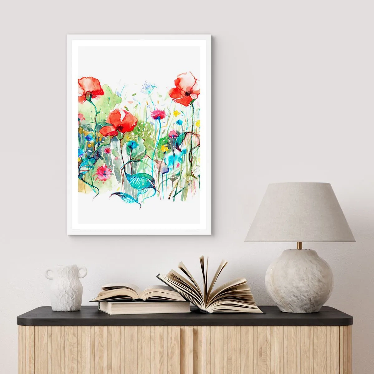 Poszter fekete keretben - Virágzó májusi rét - 70x100 cm
