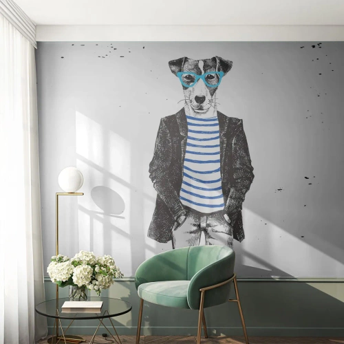 Fotótapéta Premium Canvas - Egy bozontos eb - Absztrakció, Férfi, Kutya - 500x350 cm