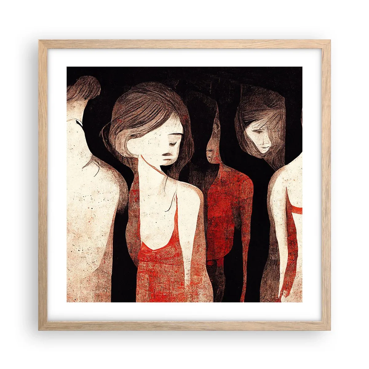 Poszter világos tölgy keretben - A sötétség madonnái - 50x50 cm