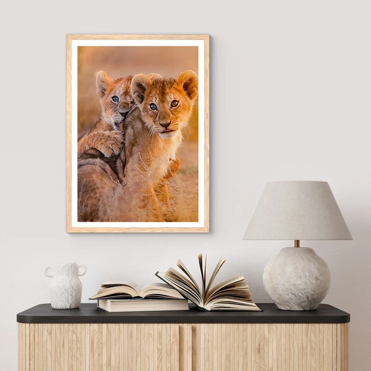 Poszter világos tölgy keretben - Ne zavarni! Szórakozunk - 40x50 cm