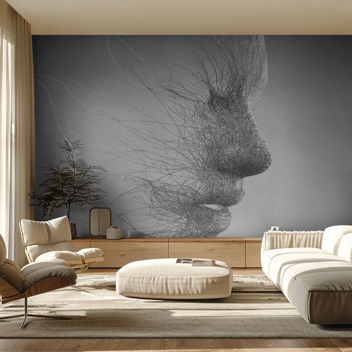 Fotótapéta Premium Canvas - A szél szelleme - Absztrakció, Női Arc, Grafika - 450x315 cm