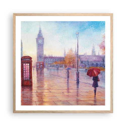 Poszter világos tölgy keretben -  Őszi nap Londonban - 60x60 cm