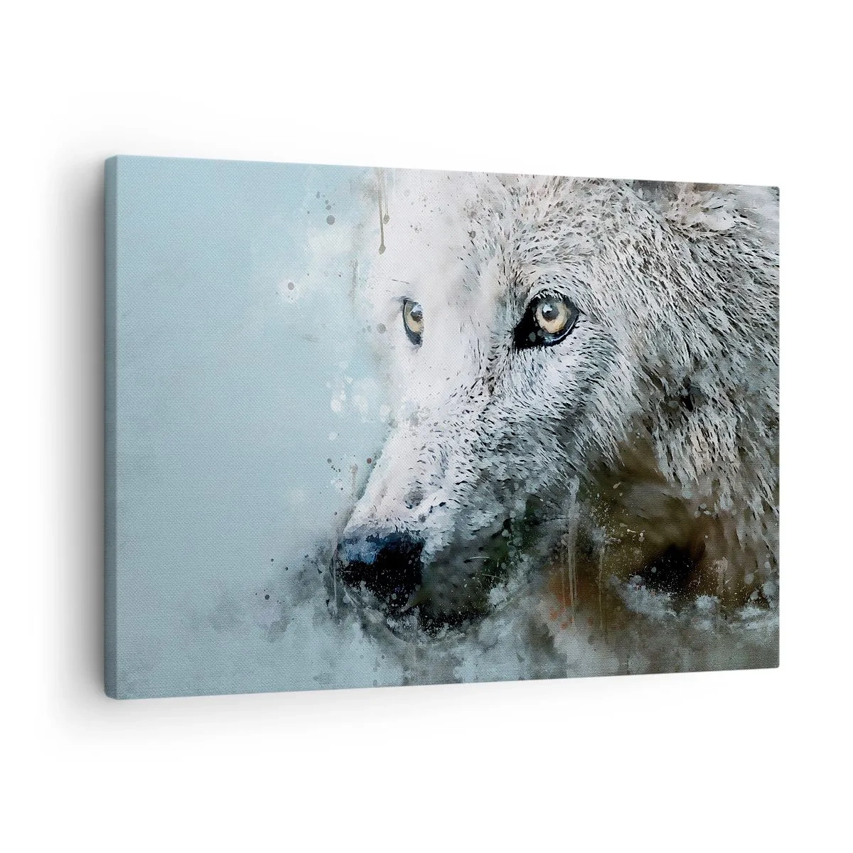Vászonkép - Akvarell portré egy farkasról - 70x50cm - Ismerd meg a farkas lelkét - Modern fali dekoráció nappalihoz és hálószobához ARTTOR
