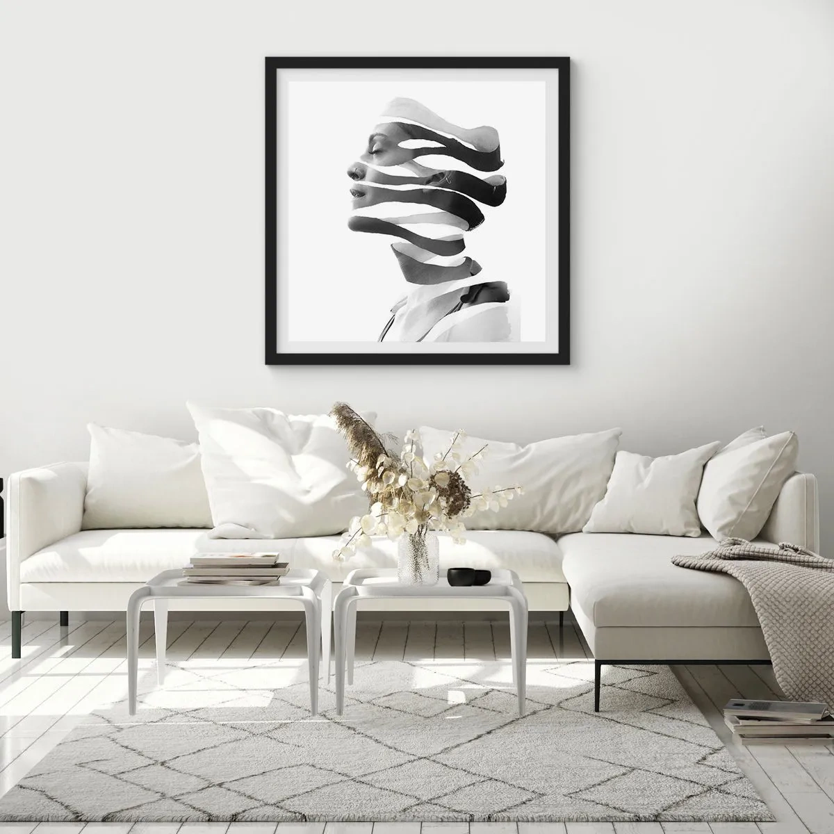 Poszter fehér keretben - Szürreális portré - 60x60 cm