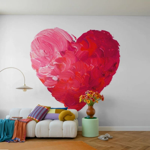 Fotótapéta Premium Sand - All you need is love - Absztrakció, Piros szív, Szerelem szimbóluma - 100x70 cm