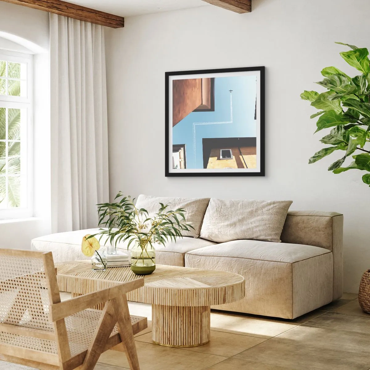 Poszter fehér keretben - A városi labirintus felett - 40x40 cm