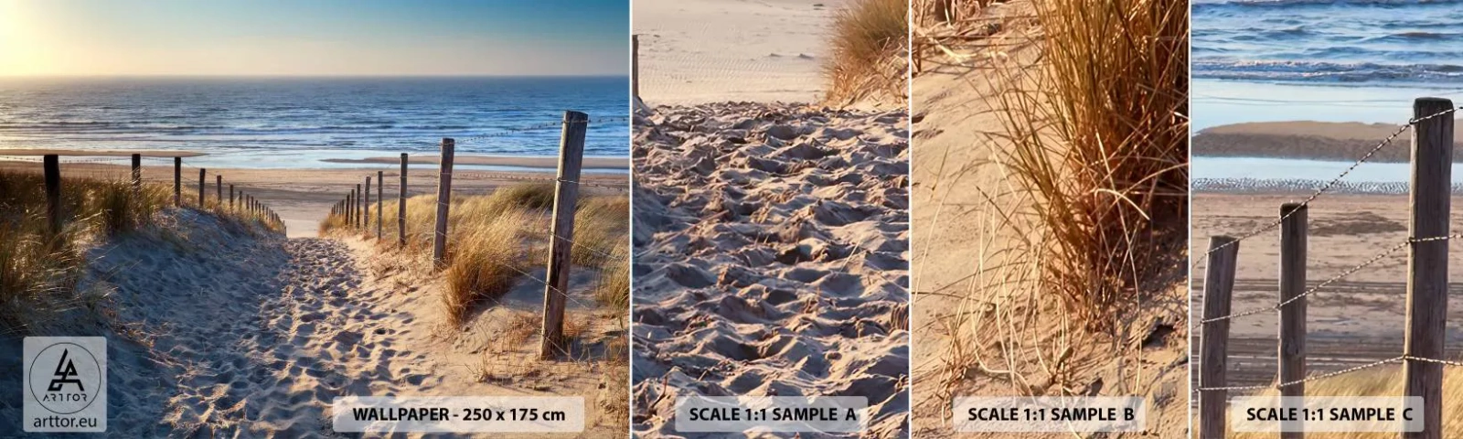 Fotótapéta Minta Standard Eco - A tenger hangja, a madarak éneke, egy vad tengerpart a fű között... - Tájkép, Strand, Dűnék - 100x30 cm