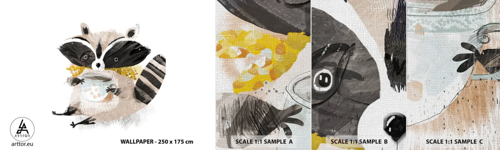 Fotótapéta Minta Premium Canvas - A barátom a mosómedve - Gyerekeknek, Mosómedve, Grafika - 100x30 cm