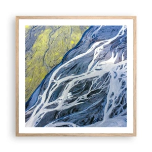 Poszter világos tölgy keretben - A természet barlangrajzai - 60x60 cm