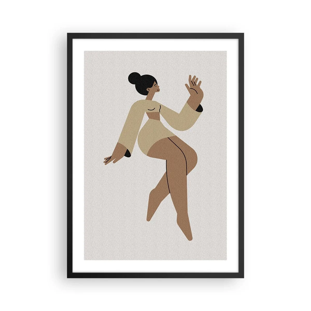 Poszter fehér keretben - Egy mozgó női alak minimalista illusztrációja. - 50x70cm - A kegyelem alakja - Modern fali dekoráció nappalihoz és hálószobához ARTTOR